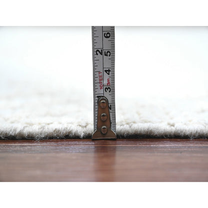 9'10"X14'1" White Moroccan Weave Diamond Pattern Hand Knotted Wool Rug