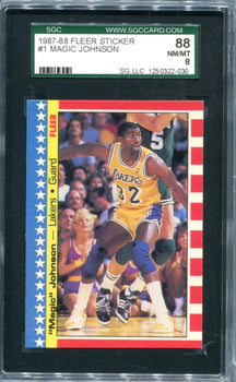 Magic Johnson 1987-88 Fleer Sticker #1 Sgc Nm 8