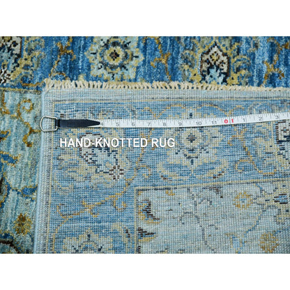 2'8"X24'1" Blue Wool Shah Abbas Floral Design Hand Knotted Xl Runner Rug