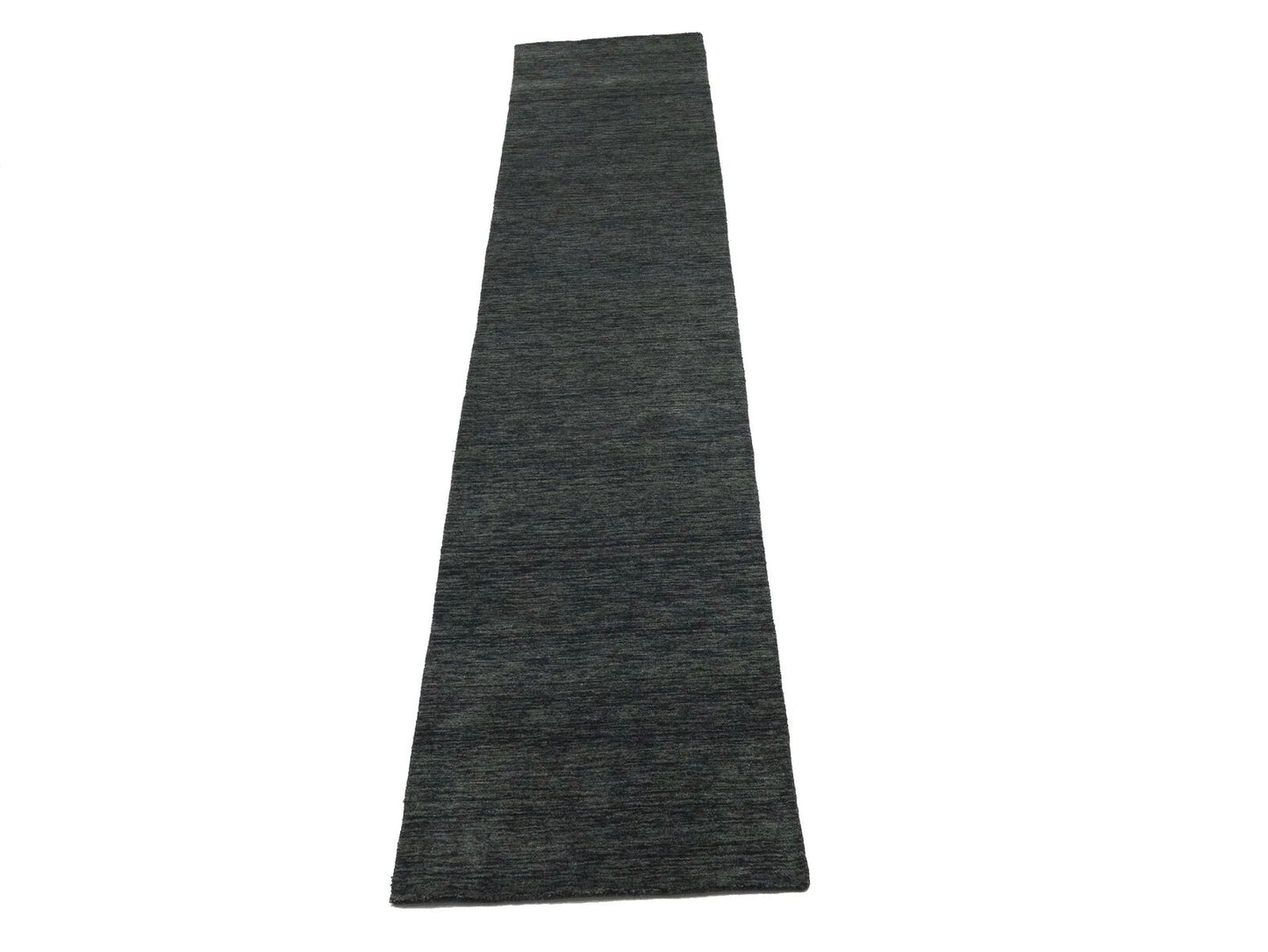 Solid Charcoal Hand-Loomed 3X12 Gabbeh Wool