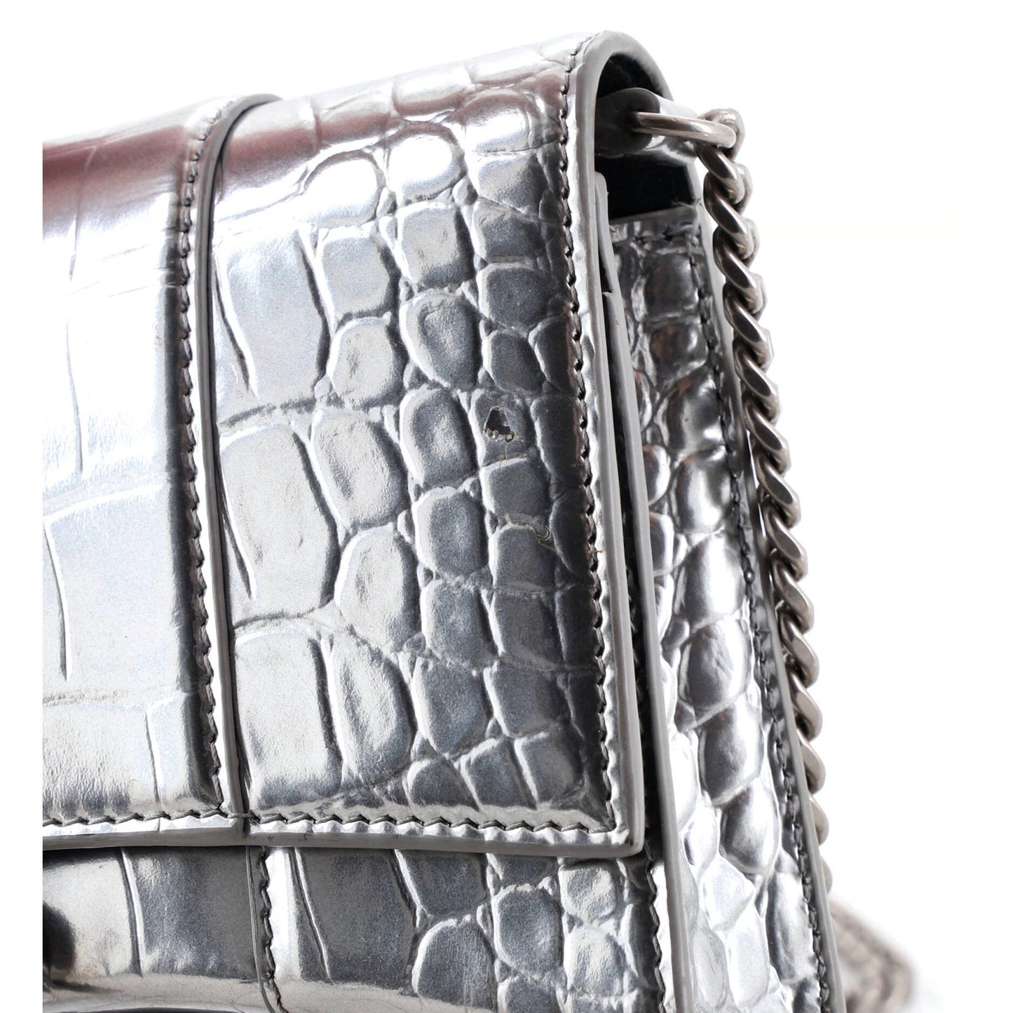 Balenciaga Hourglass Crossbody Bag Crocodile Embossed Leather Xs