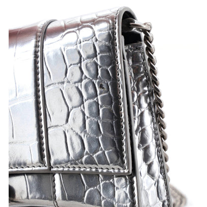 Balenciaga Hourglass Crossbody Bag Crocodile Embossed Leather Xs
