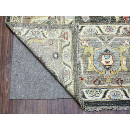 9'3"X11'9" Charcoal Black Afghan Peshawar Soft Wool Hand Knotted Rug