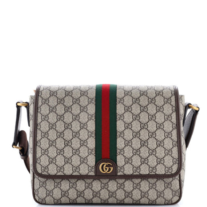 Gucci Ophidia Flap Messenger Bag Gg Coated Canvas Medium