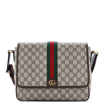 Gucci Ophidia Flap Messenger Bag Gg Coated Canvas Medium