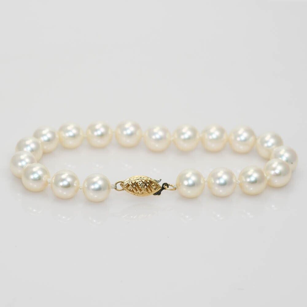 14K Yellow Gold Pearl Bracelet, 13.1Gr