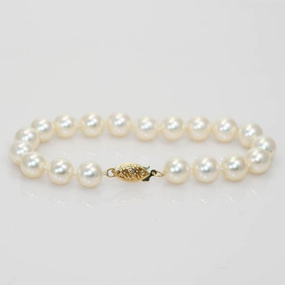 14K Yellow Gold Pearl Bracelet, 13.1Gr