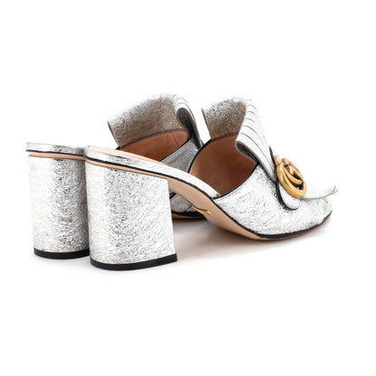 Gucci Women'S Gg Marmont Fringed Heeled Sandals Leather