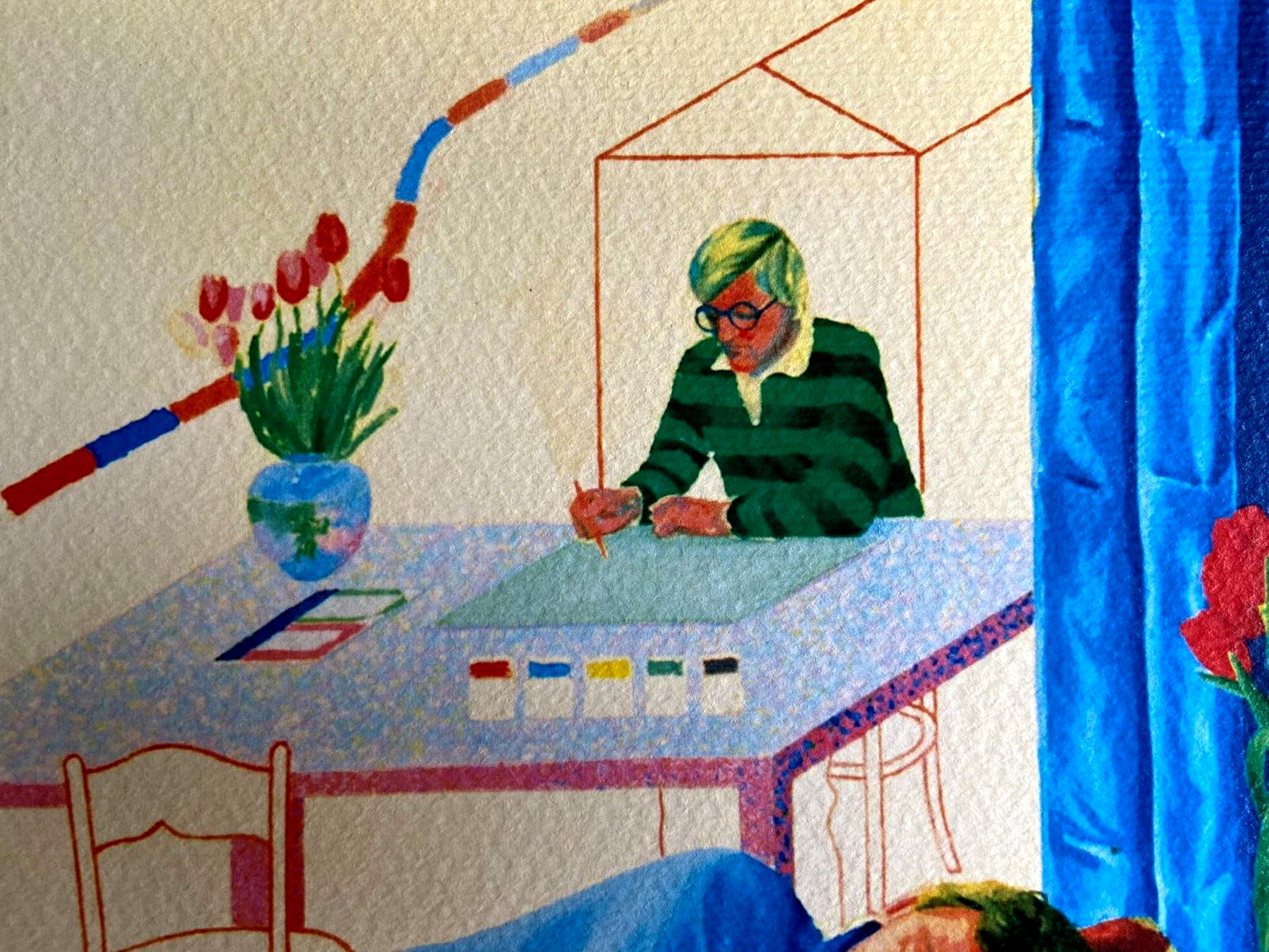 David Hockney / Signed Coa / Limited Numbered Crayon Drawing