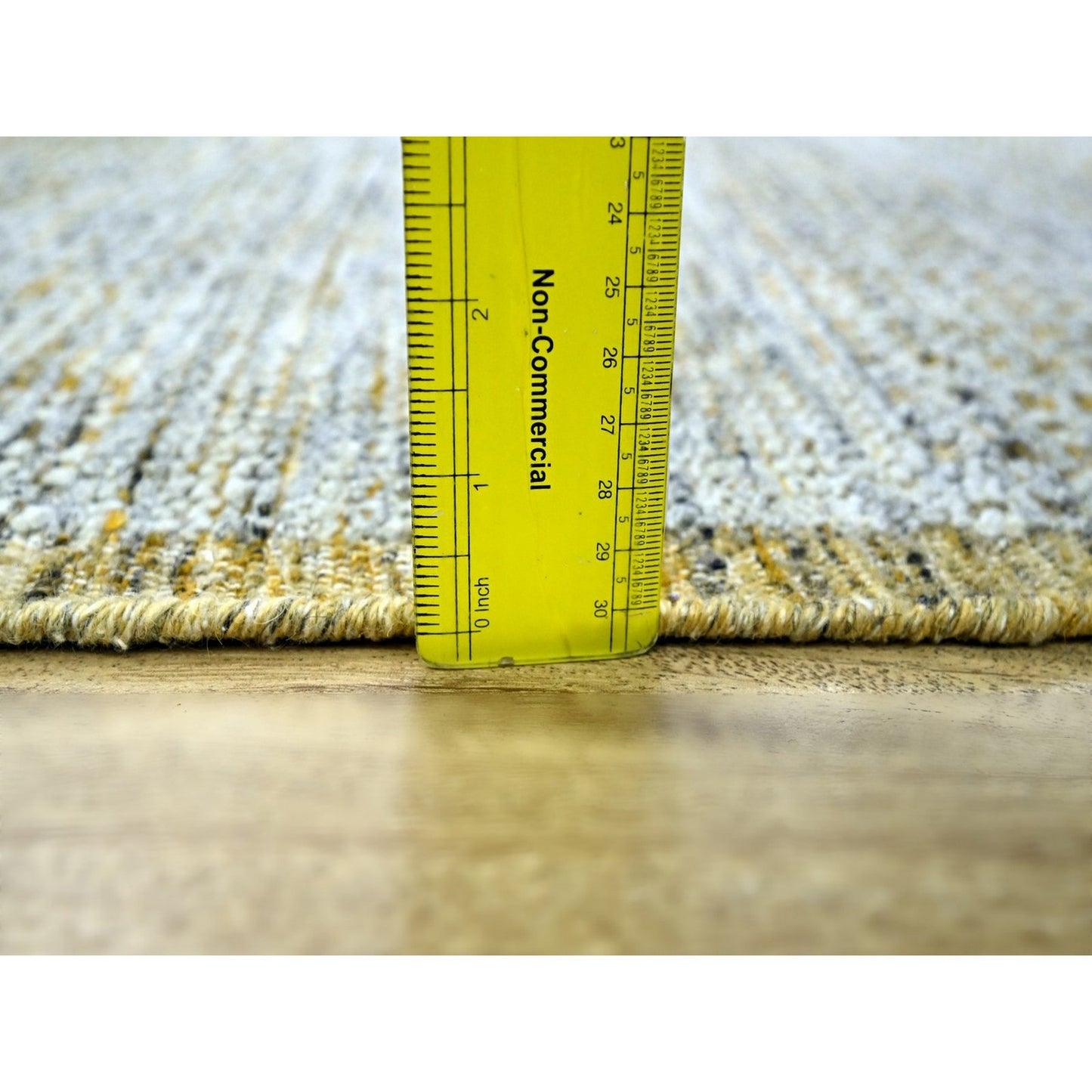 10'X10' Yellow Hand Knotted Rug Oxidized Grass Design Pure Wool Square