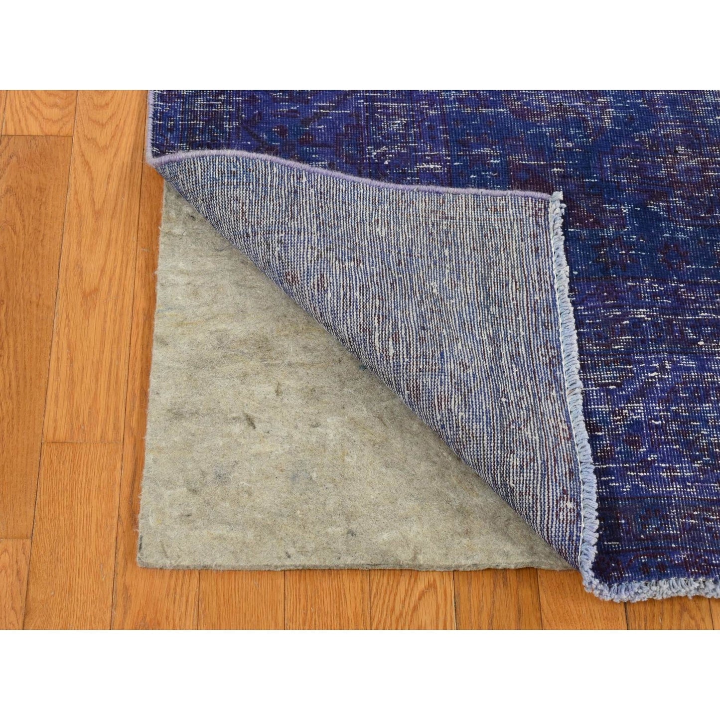 6'10"X10'1" Purple Overdyed Zoroastrian Viss Design Wool Hand Knotted Rug