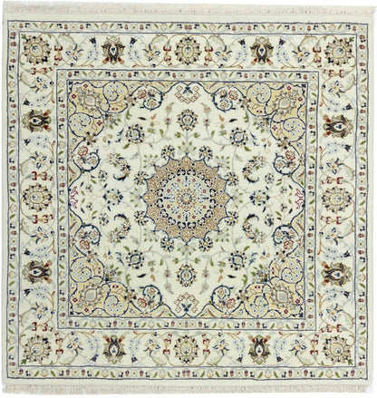 Indo-Nain Oriental Square Rug Vintage Floral