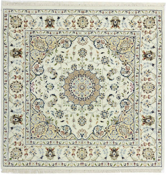 Indo-Nain Oriental Square Rug Vintage Floral