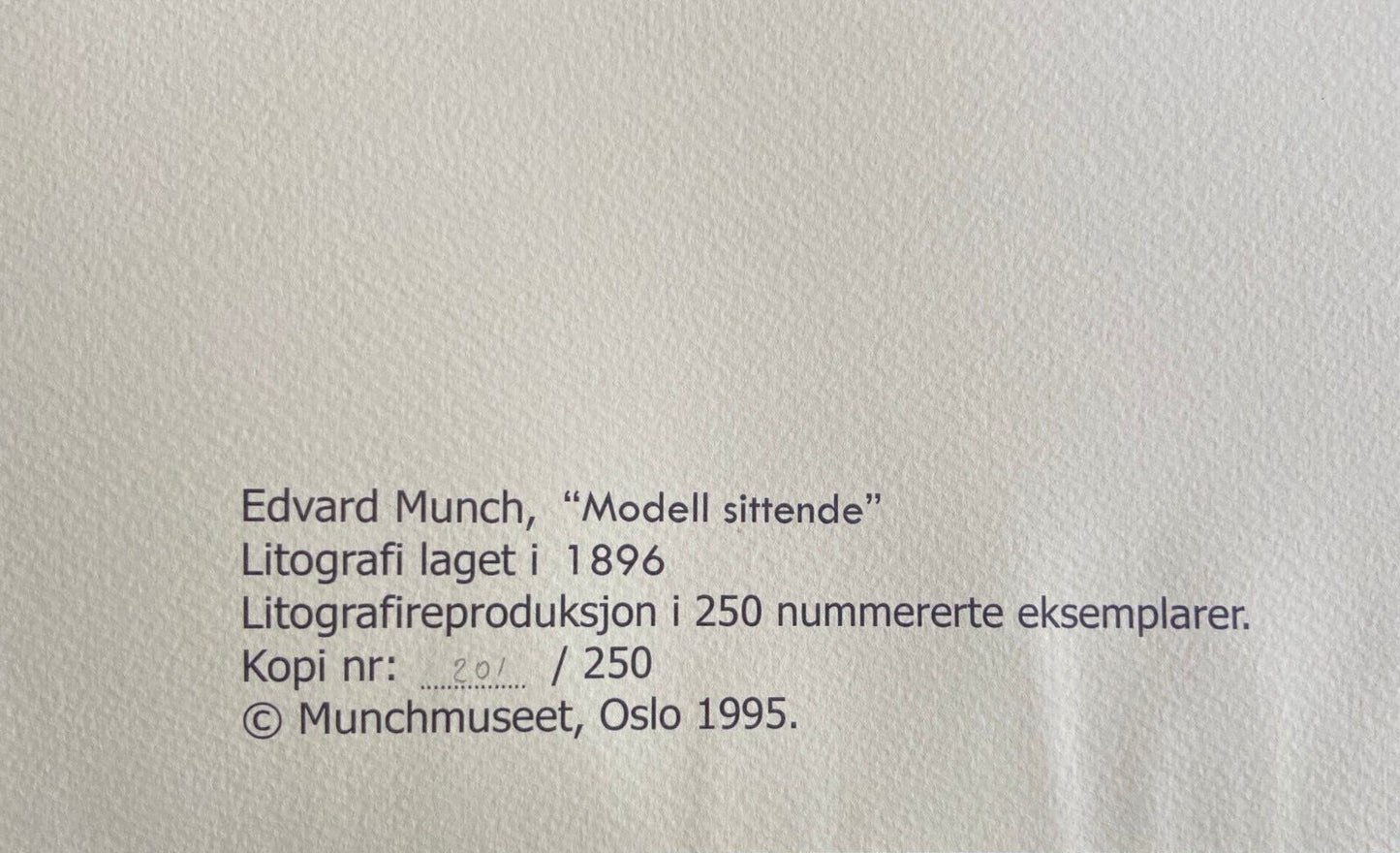 Edvard Munch Museum Lithograph Coa Numbered