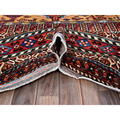 8'7"X10' Yellow Afghan Ersari With Turkish Knot Hand Knotted 100% Wool Rug