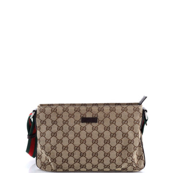 Gucci Web Strap Messenger Bag Gg Canvas Small