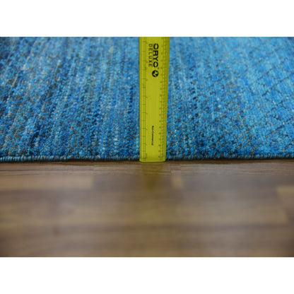 9'1"X11'10" Blue Pure Wool Hand Knotted Modern Chiaroscuro Collection Rug