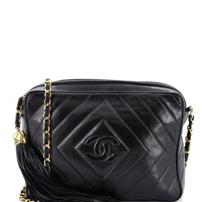 Chanel Vintage Diamond Cc Camera Bag Chevron Lambskin Medium