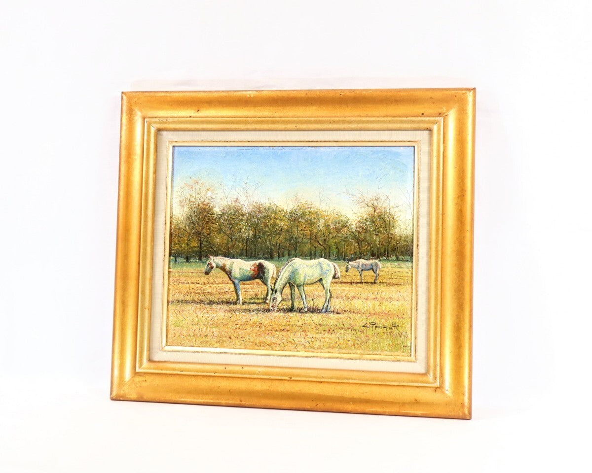Valerie Pfeiffer Original Oil Painting -White Horses San Antonio De Areco Signed