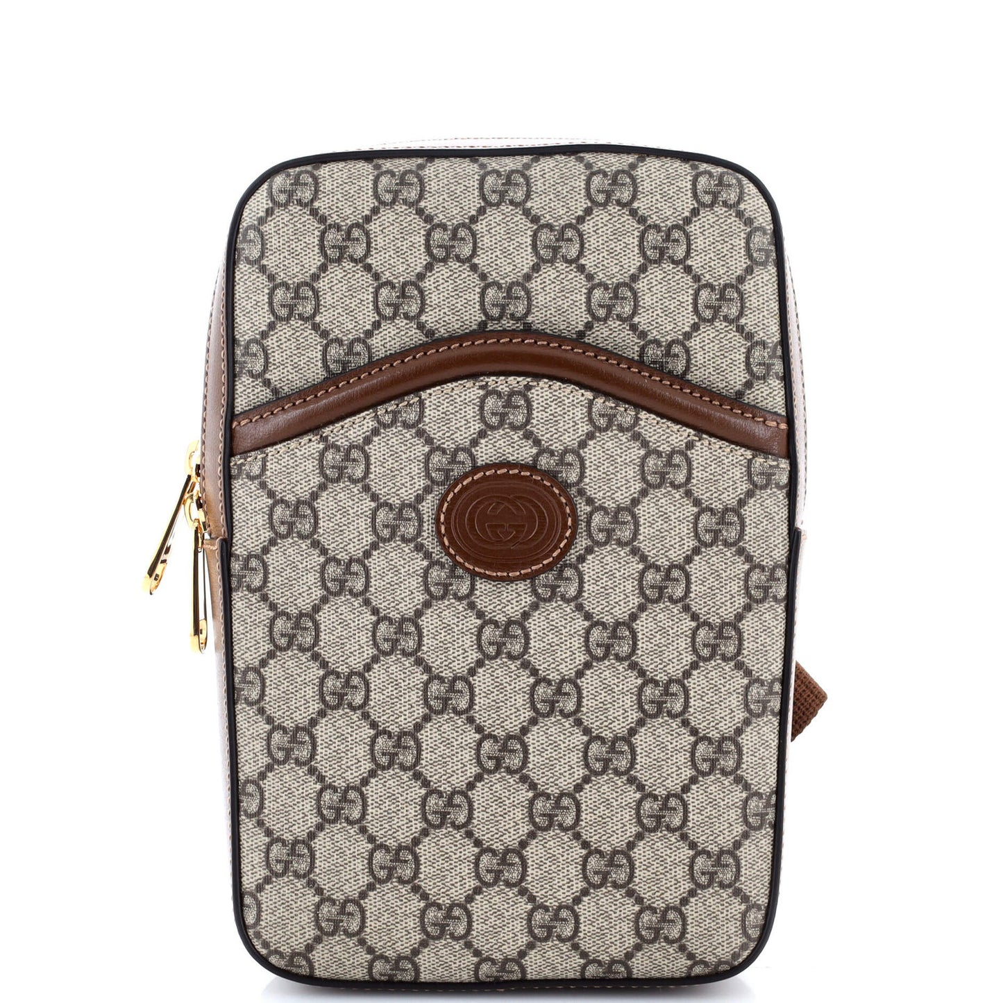 Gucci Interlocking G Patch Sling Bag Gg Coated Canvas Small