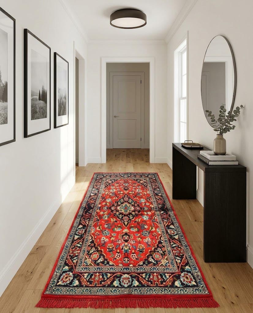 3'7X7'0 Red Traditional Classic Floral Handmade Oriental Rug Entryway Carpet
