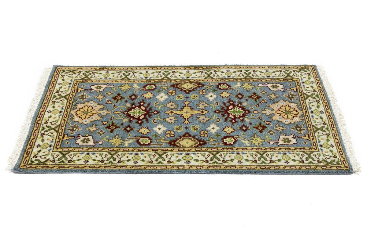 Hand-knotted gray floral chobi rug oriental farmhouse decor carpet