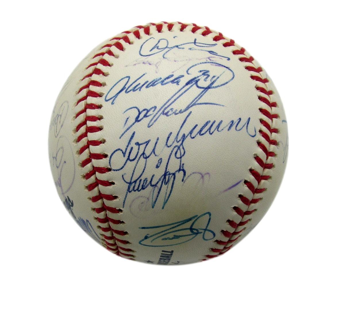 1999 Yankees Team-Signed By 30 Oml Baseball Ws Champs Jeter Rivera Hof Psa 96419