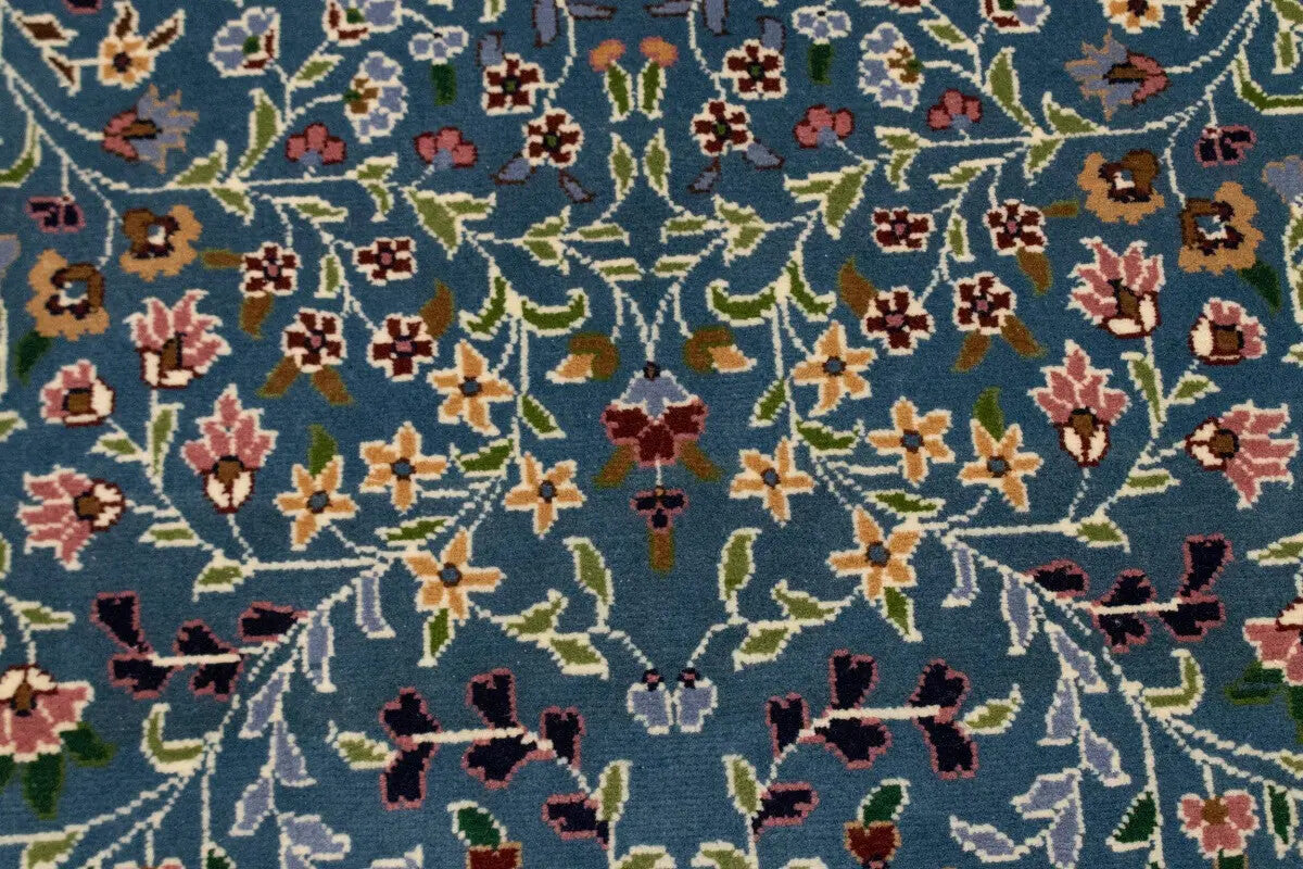 6X8 ft Hand-Knotted Teal Blue Kirman Oriental Rug