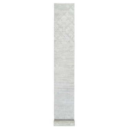 2'7"X24'3" Gray Modern Hand Knotted Hand Spun Natural Wool Xl Runner Rug