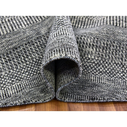 10'X10' Gray Undyed Wool Hand Knotted Grass Design Round Oriental Rug