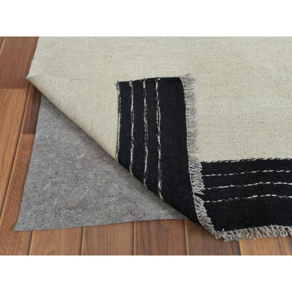 12'X15'1" Hand Woven Black Ethnic Design Flat Weave Kilim Reversible Rug