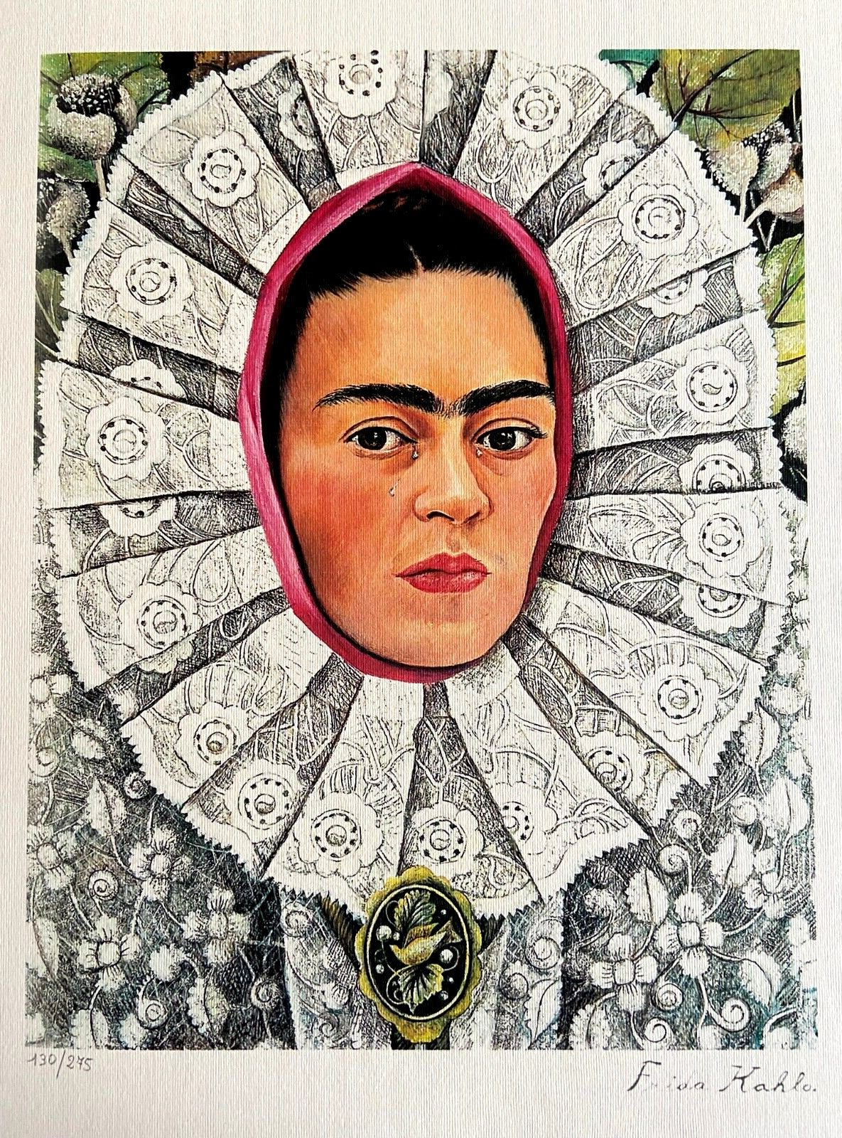 Frida Kahlo 'Self-Portrait' Lithograph Numbered Signed Coa