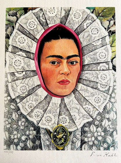 Frida Kahlo 'Self-Portrait' Lithograph Numbered Signed Coa