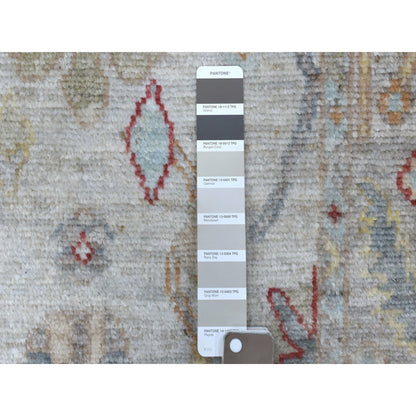 2'8"X16'1" Gray Angora Oushak With Soft Colors Pure Wool Hand Knotted Rug