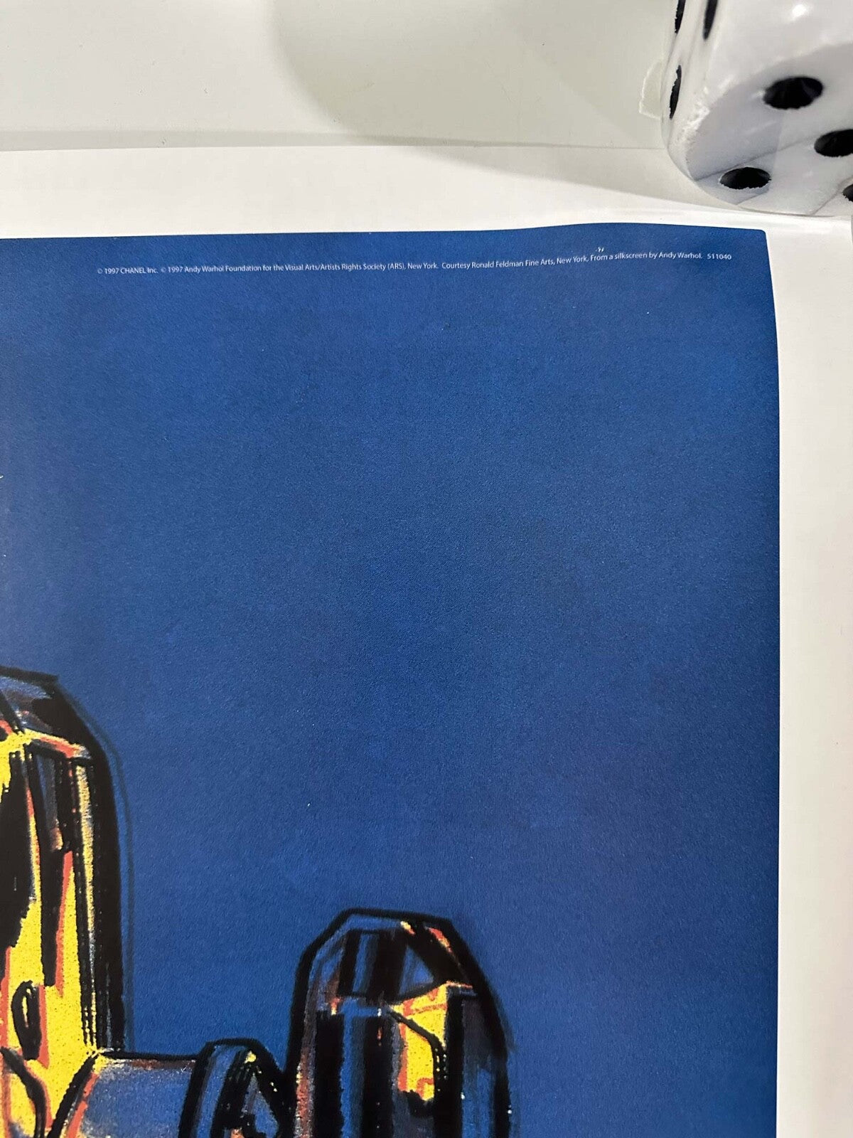 Chanel N5 Warhol 1997 Original On Linen Yellow/Blue  22 X 29 Inch