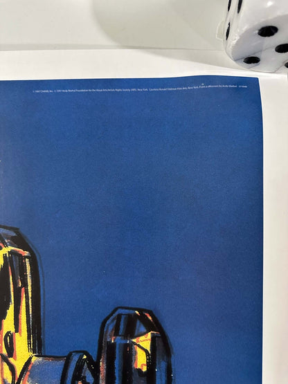 Chanel N5 Warhol 1997 Original On Linen Yellow/Blue  22 X 29 Inch