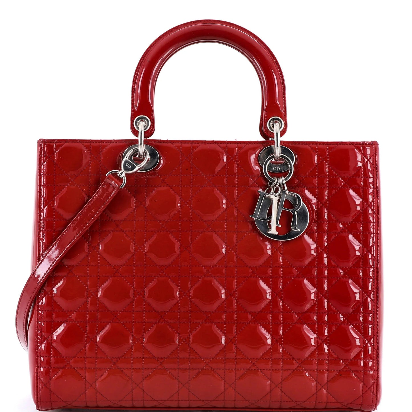 Christian Dior Vintage Lady Dior Bag Cannage Quilt Patent Large