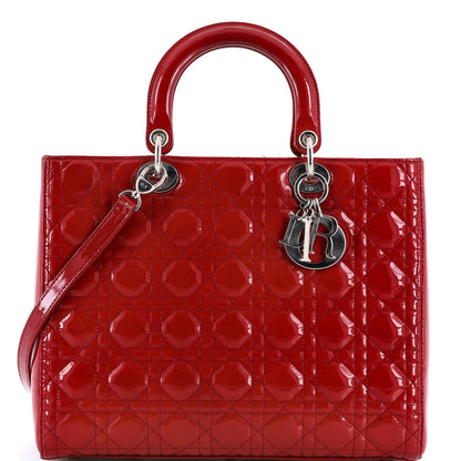 Christian Dior Vintage Lady Dior Bag Cannage Quilt Patent Large