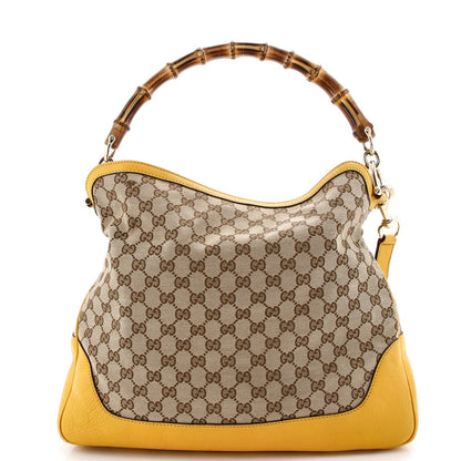 Gucci Diana Bamboo Shoulder Bag Gg Canvas Medium