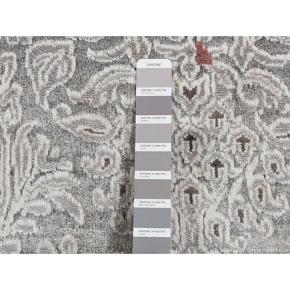 8'9"X11'10" Gray Hand Knotted Modern Broken Design Wool And Silk Rug