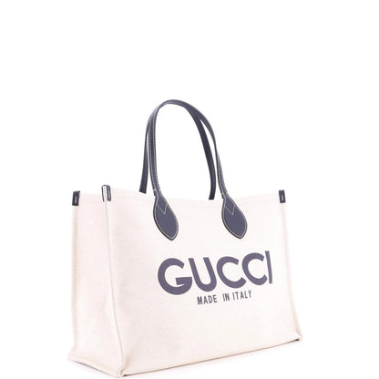 Gucci Logo Shopper Tote Printed Canvas Medium