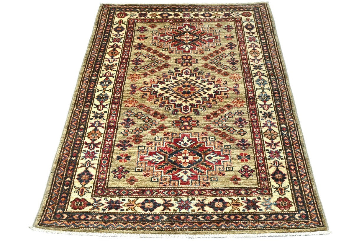 Tribal Geometric Kazak Oriental Rug Small Farmhouse Bedroom Carpet 3X4 ft