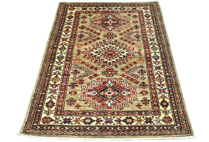 Tribal Geometric Kazak Oriental Rug Small Farmhouse Bedroom Carpet 3X4 ft