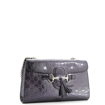 Gucci Emily Chain Flap Bag Guccissima Patent Medium