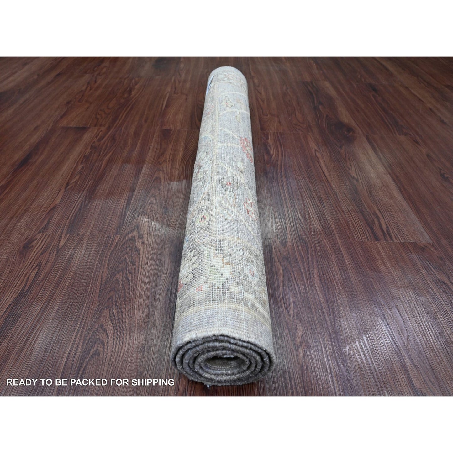 3'1"X4'9" Gray Afghan Peshawar Heris Design Hand Knotted Pure Wool Rug