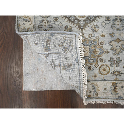 2'7"X25'10" Cloud Gray Hand Knotted Karjihooz Design Wool Xl Runner Rug
