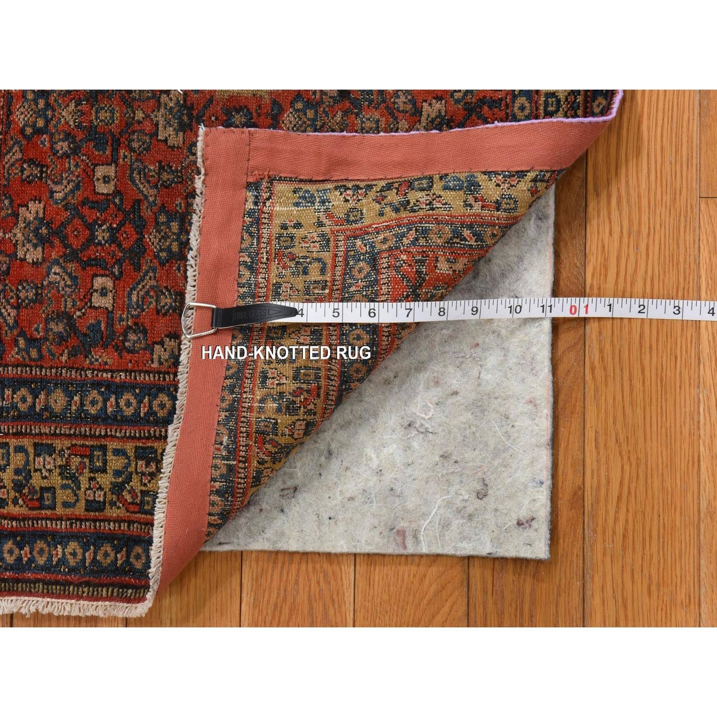 1'10"X3'2" Red Antique Zoroastrian Even Wear Wool Hand Knotted Mat Rug