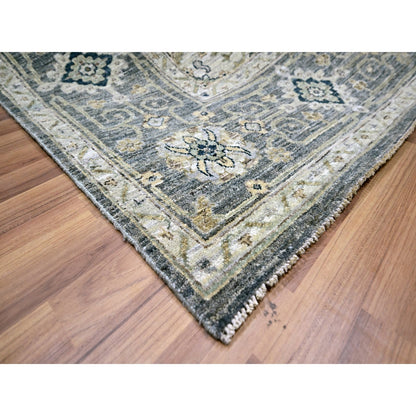 10'X14' Anchor Gray Agra With Oushak Design Pure Wool Hand Knotted Rug