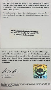 Jeff Gordon Autographed 8X10 Racing Photo (Uda)