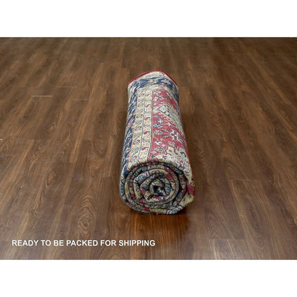 10'1"X13'10" Falcons Red Karjihooz Design Soft Wool Hand Knotted Rug